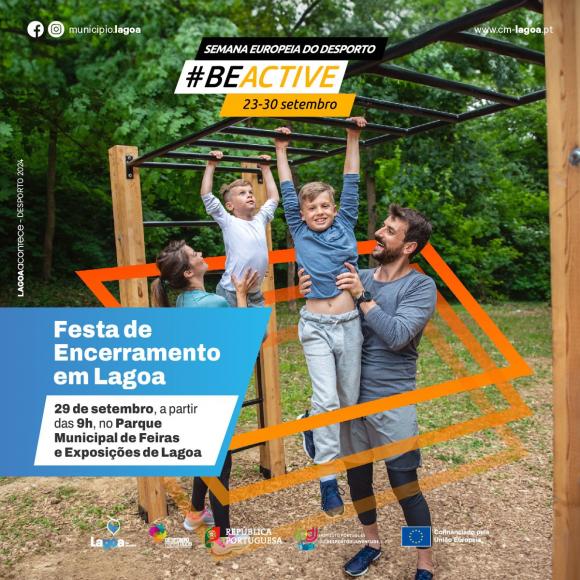 Festa de Encerramento da X Edição da Semana Europeia do Desporto 2024 a 29 de setembro no Parque Municipal de Feiras e Exposições de Lagoa Festa de Encerramento da X Edição da Semana Europeia do Desporto 2024 a 29 de setembro no Parque Municipal de Feiras e Exposições de Lagoa