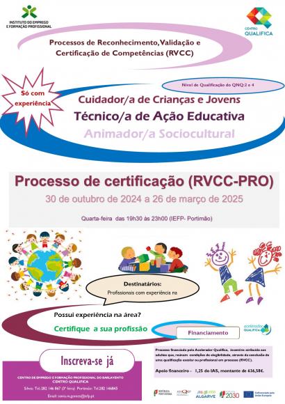 Processo RVCC- PRO Animador/a Sociocultural , Técnico/a de Ação Educativa e Cuidador/a de Crianças e Jovens Processo RVCC- PRO Animador/a Sociocultural , Técnico/a de Ação Educativa e Cuidador/a de Crianças e Jovens
